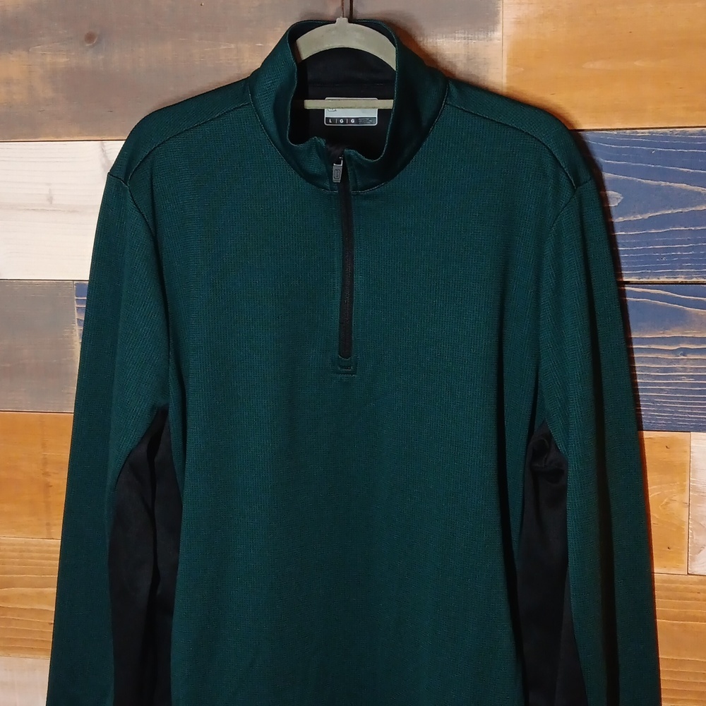 PGA Tour Golf Quarter Zip Shirt L Green Black - Picture 2 of 8